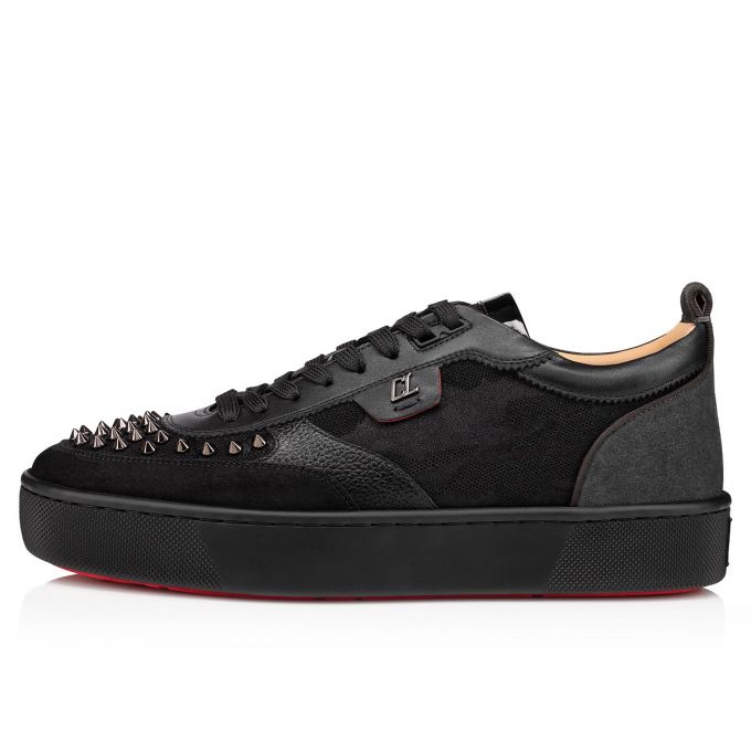 Tenis Christian Louboutin Happyrui Spikes Version Creative Fabric Sneakers Hombre Negros | MX-38415