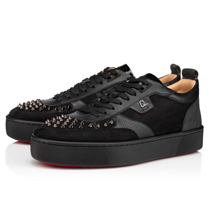 Tenis Christian Louboutin Happyrui Spikes Version Creative Fabric Sneakers Hombre Negros | MX-38415