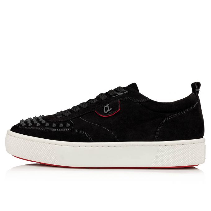 Tenis Christian Louboutin Happyrui Spikes 000 Mat Veau Velours Sneakers Hombre Negros | MX-80010