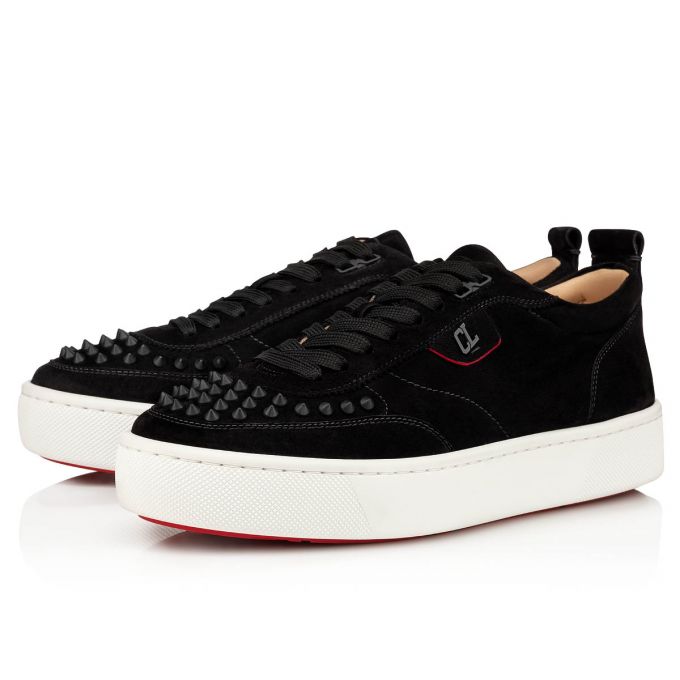 Tenis Christian Louboutin Happyrui Spikes 000 Mat Veau Velours Sneakers Hombre Negros | MX-80010