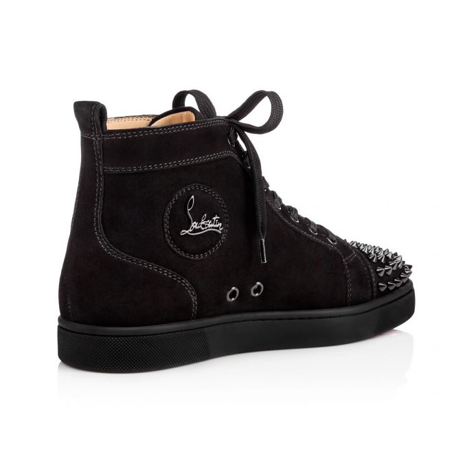 Tenis Christian Louboutin Lou Spikes 000 Gamuza Sneakers Hombre Negros | MX-82139