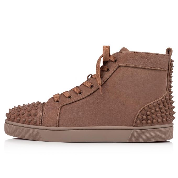 Tenis Christian Louboutin Lou Spikes 2 000 Mat Veau Velours Sneakers Hombre Marrom | MX-74279