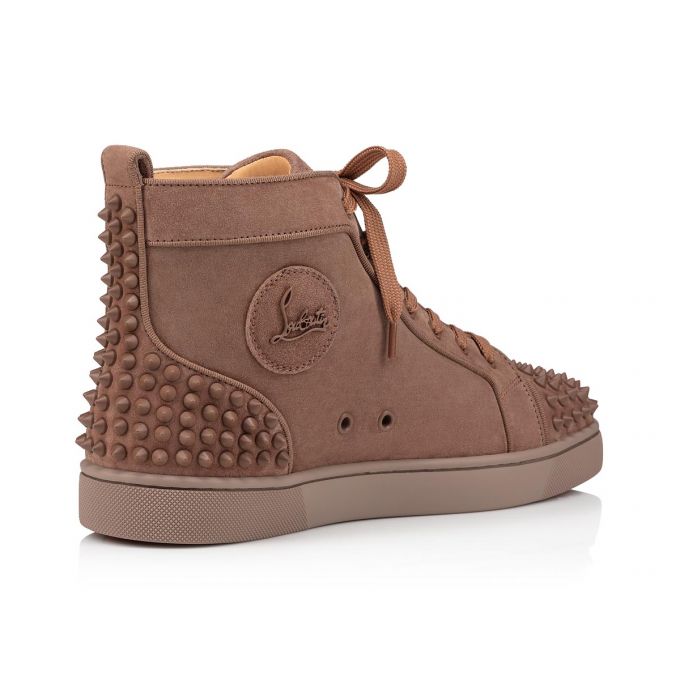 Tenis Christian Louboutin Lou Spikes 2 000 Mat Veau Velours Sneakers Hombre Marrom | MX-74279