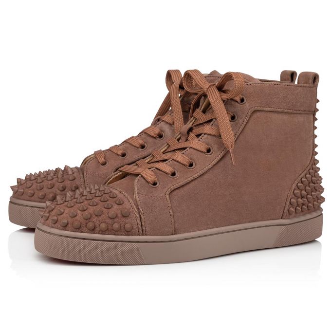 Tenis Christian Louboutin Lou Spikes 2 000 Mat Veau Velours Sneakers Hombre Marrom | MX-74279