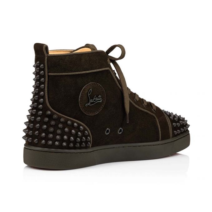 Tenis Christian Louboutin Lou Spikes 2 000 Mat Veau Velours Sneakers Hombre Chocolate | MX-88162