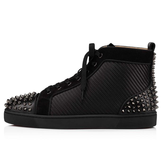 Tenis Christian Louboutin Lou Spikes 2 Algodon Sneakers Hombre Negros | MX-96137