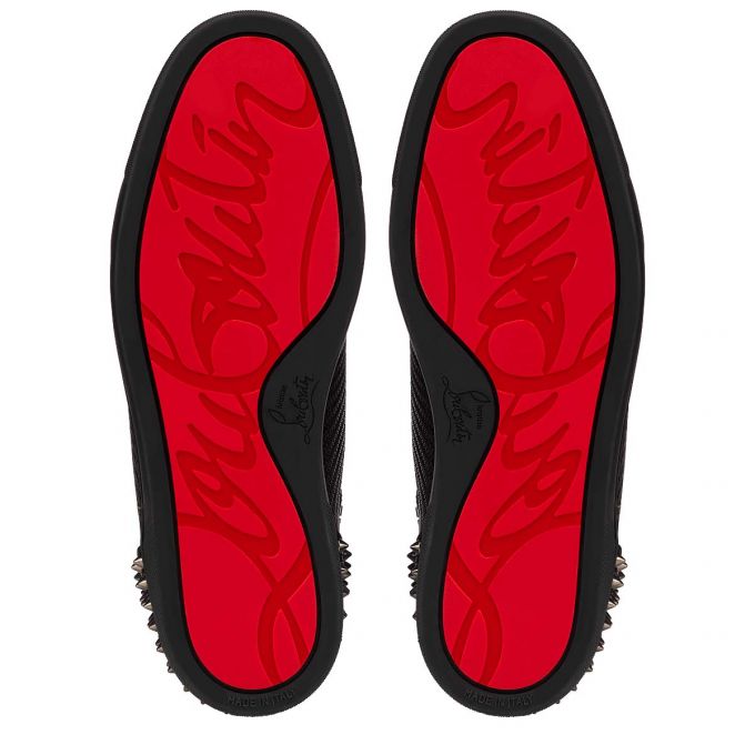 Tenis Christian Louboutin Lou Spikes 2 Algodon Sneakers Hombre Negros | MX-96137