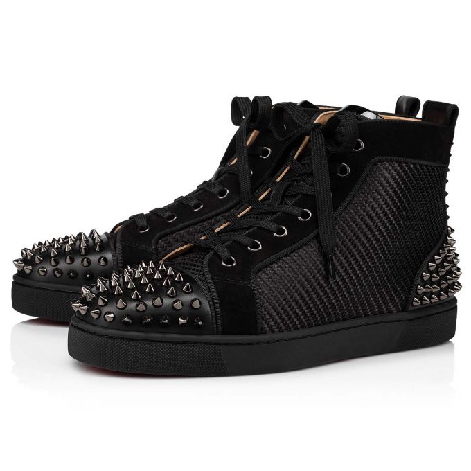 Tenis Christian Louboutin Lou Spikes 2 Algodon Sneakers Hombre Negros | MX-96137