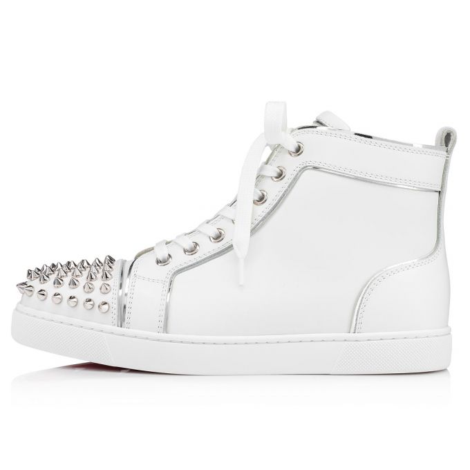 Tenis Christian Louboutin Lou Spikes Calf Sneakers Mujer Blancos Plateados | MX-43419