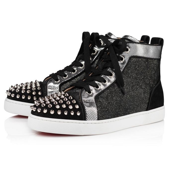 Tenis Christian Louboutin Lou Spikes Orlato Version Veau Velours Sneakers Mujer Negros | MX-14070