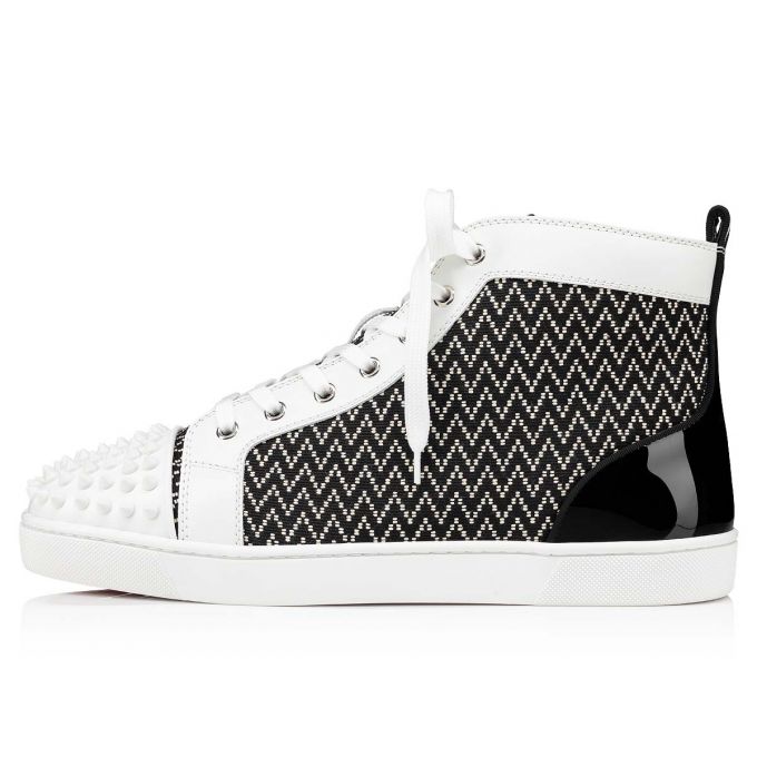 Tenis Christian Louboutin Lou Spikes Orlato Algodon Sneakers Hombre Blancos Negros | MX-31353