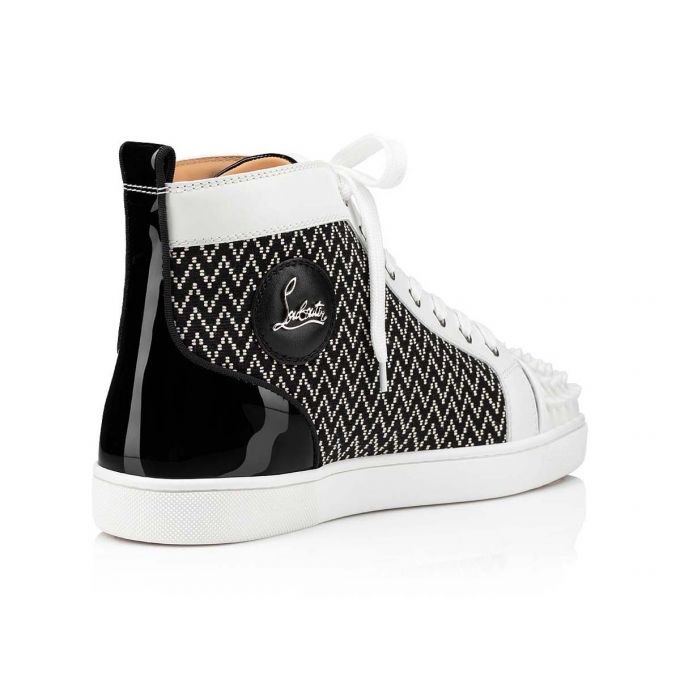 Tenis Christian Louboutin Lou Spikes Orlato Algodon Sneakers Hombre Blancos Negros | MX-31353