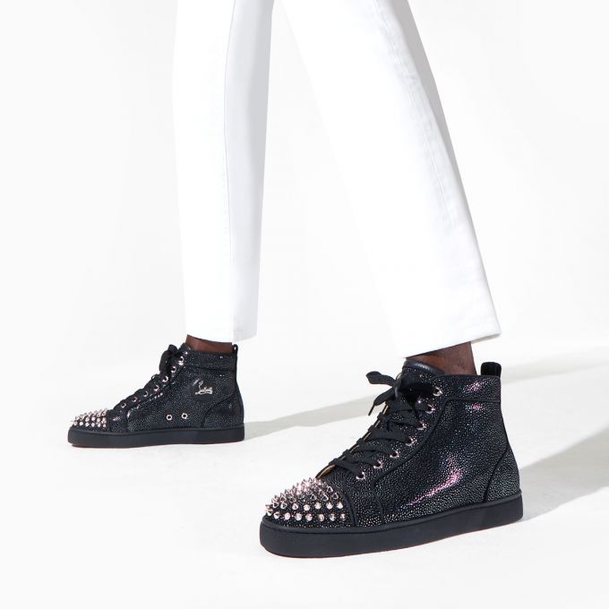 Tenis Christian Louboutin Lou Spikes Orla 000 Version Sneakers Hombre Negros | MX-56652