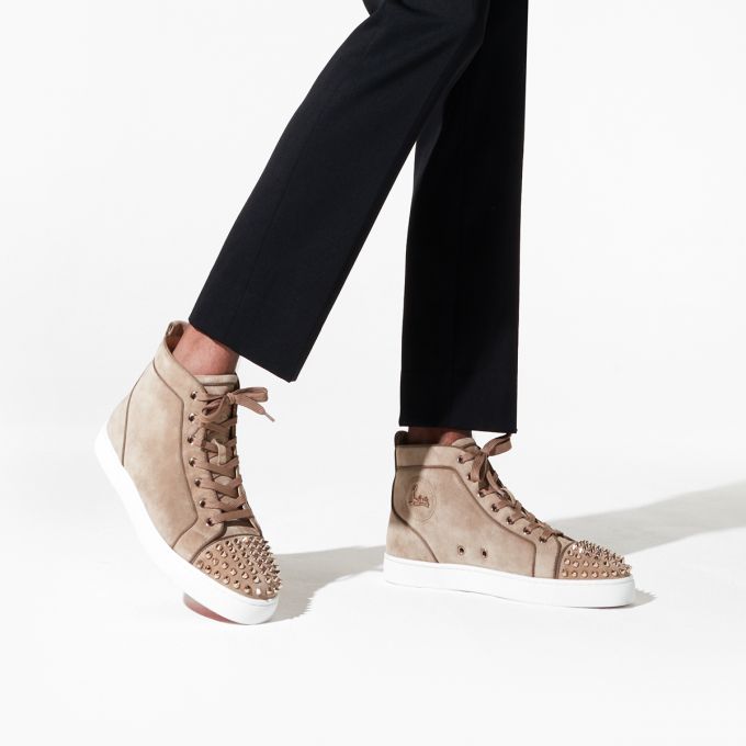 Tenis Christian Louboutin Lou Spikes Orla 000 Metal Veau Velours Sneakers Hombre Marrom | MX-86541