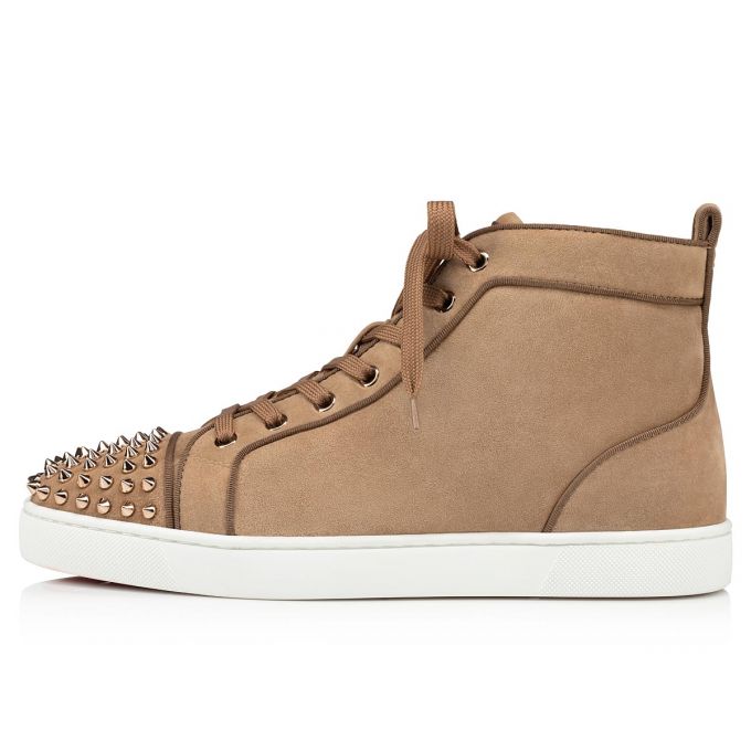 Tenis Christian Louboutin Lou Spikes Orla 000 Metal Veau Velours Sneakers Hombre Marrom | MX-86541