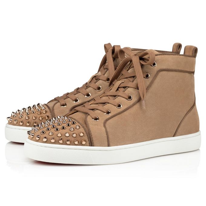 Tenis Christian Louboutin Lou Spikes Orla 000 Metal Veau Velours Sneakers Hombre Marrom | MX-86541