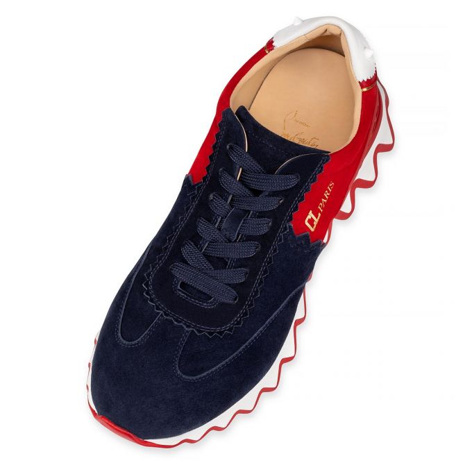 Tenis Christian Louboutin Loubishark Version Veau Velours Sneakers Hombre Azules Oscuro Rojos | MX-33065