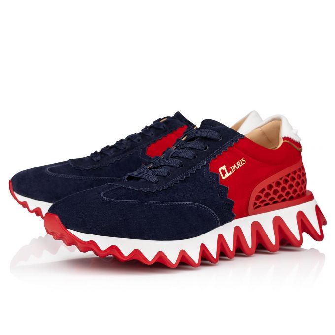 Tenis Christian Louboutin Loubishark Version Veau Velours Sneakers Hombre Azules Oscuro Rojos | MX-33065