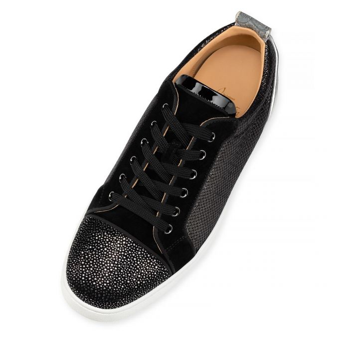 Tenis Christian Louboutin Louis Junior Orlato Creative Cuero Sneakers Hombre Negros Plateados | MX-28073