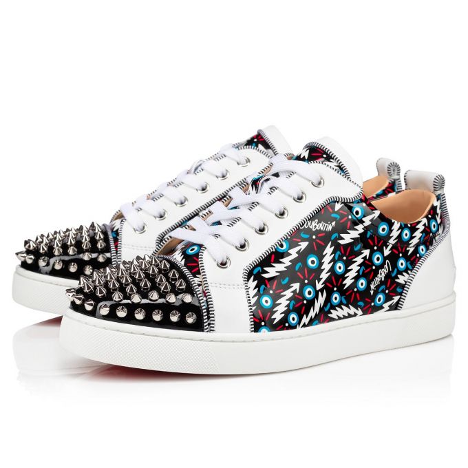 Tenis Christian Louboutin Louis Junior Spikes Orlato Creative Cuero Sneakers Hombre Negros Blancos | MX-10780