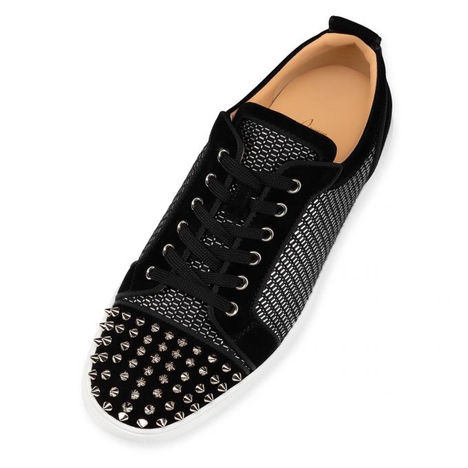 Tenis Christian Louboutin Louis Junior Spikes Orlato Algodon Sneakers Hombre Negros Plateados | MX-48296