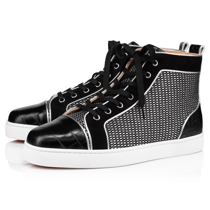 Tenis Christian Louboutin Louis Orlato Algodon Sneakers Hombre Negros | MX-14468