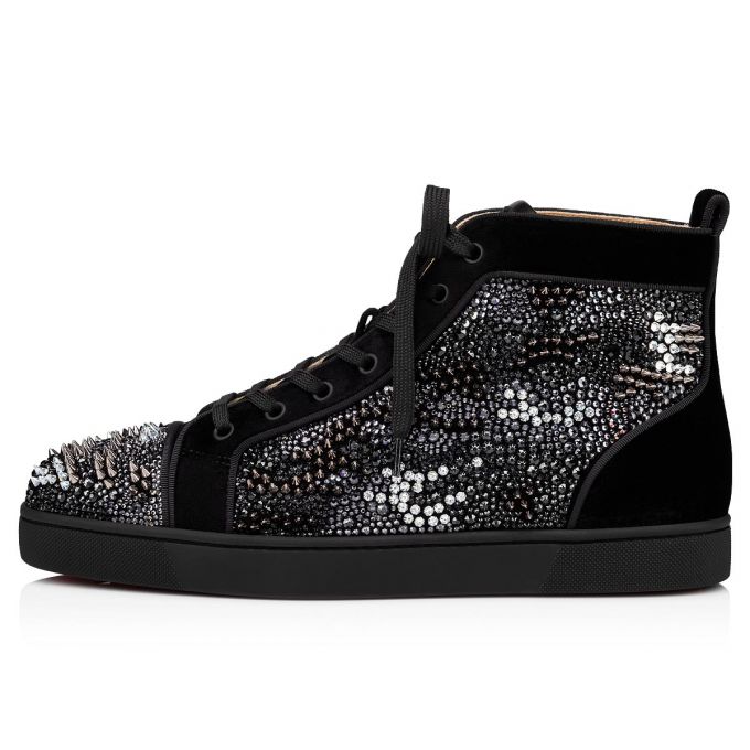 Tenis Christian Louboutin Louis Orlato Bling Bang Version Strass Sneakers Hombre Negros | MX-35584