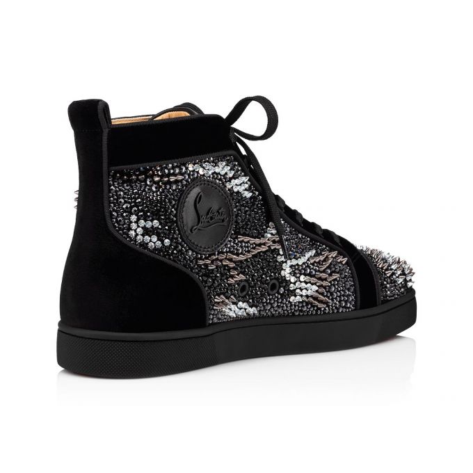 Tenis Christian Louboutin Louis Orlato Bling Bang Version Strass Sneakers Hombre Negros | MX-35584