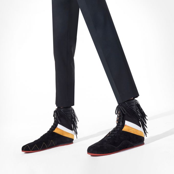 Tenis Christian Louboutin My K.O. Version Veau Velours Sneakers Hombre Negros | MX-30407