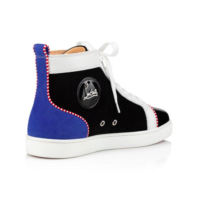 Tenis Christian Louboutin Navy Louis 000 Version Veau Velours Sneakers Hombre Negros Azules | MX-28197