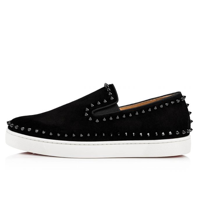 Tenis Christian Louboutin Pik Barco 000 Veau Velours Sneakers Hombre Negros | MX-92814