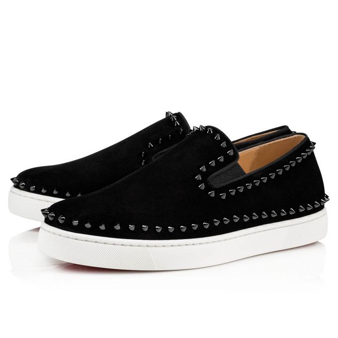 Tenis Christian Louboutin Pik Barco 000 Veau Velours Sneakers Hombre Negros | MX-92814