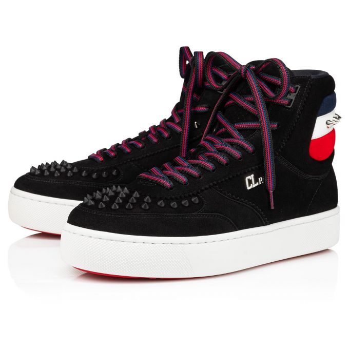 Tenis Christian Louboutin Top Rui Spikes Creative Cuero Sneakers Hombre Negros | MX-71421