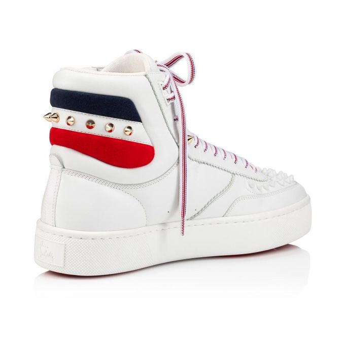 Tenis Christian Louboutin Top Rui Spikes Calf Sneakers Hombre Blancos | MX-88639