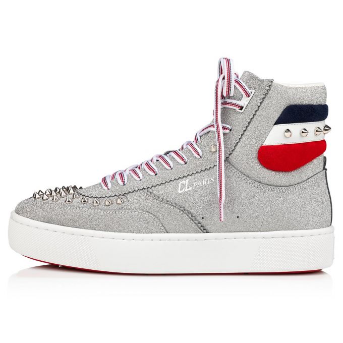 Tenis Christian Louboutin Top Rui Spikes Creative Cuero Sneakers Hombre Plateados | MX-97584