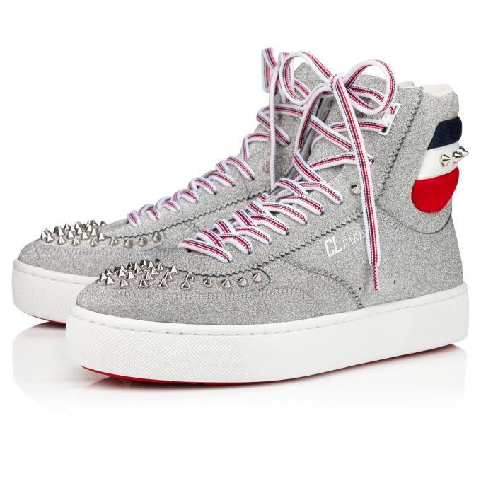 Tenis Christian Louboutin Top Rui Spikes Creative Cuero Sneakers Hombre Plateados | MX-97584