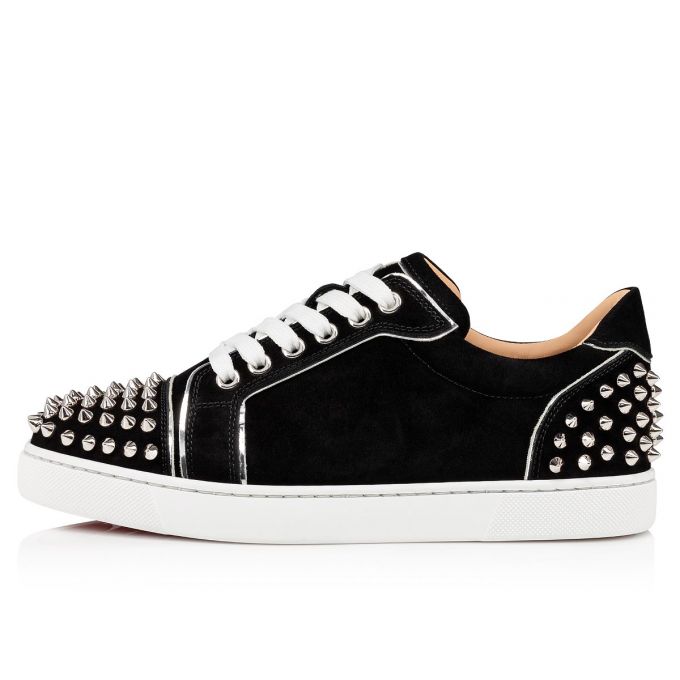 Tenis Christian Louboutin Vieira 2 Veau Velours Sneakers Mujer Negros Plateados | MX-02392