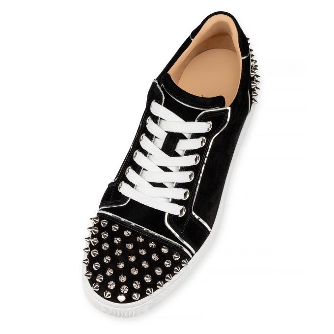 Tenis Christian Louboutin Vieira 2 Veau Velours Sneakers Mujer Negros Plateados | MX-02392