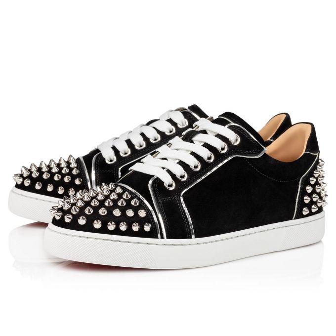 Tenis Christian Louboutin Vieira 2 Veau Velours Sneakers Mujer Negros Plateados | MX-02392