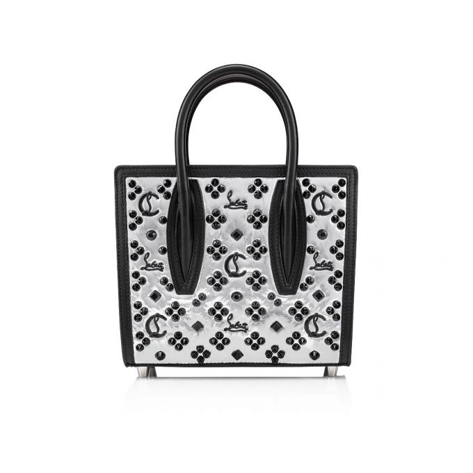 Top Handles Christian Louboutin Paloma S Mini Creative Fabric Top Handles Mujer Plateados Negros | MX-16028