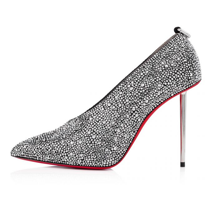 Zapatos De Salon Christian Louboutin Et Pic Et Pump Strass 100 Gamuza Pumps Mujer Negros Plateados | MX-34036