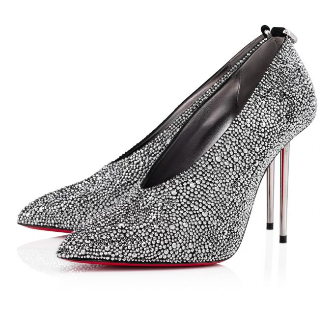 Zapatos De Salon Christian Louboutin Et Pic Et Pump Strass 100 Gamuza Pumps Mujer Negros Plateados | MX-34036