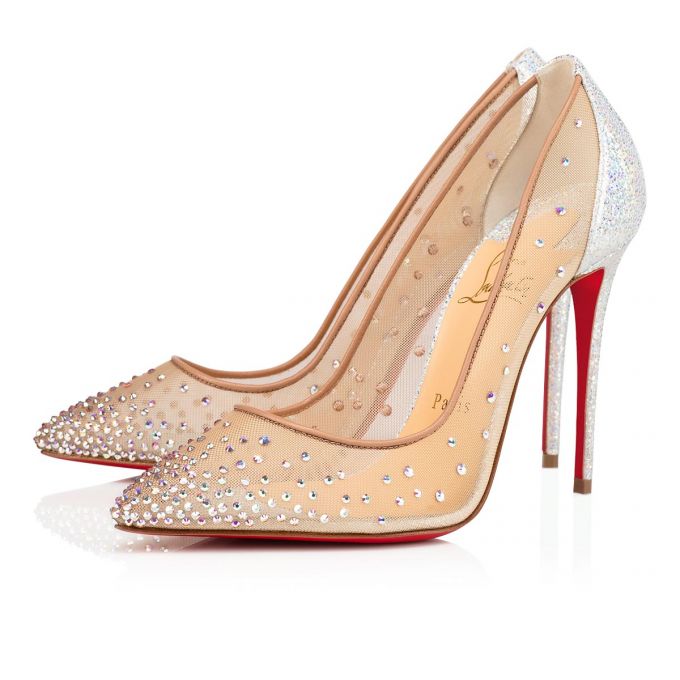 Zapatos De Salon Christian Louboutin Follies Strass 100 Version Ab Classic Fabric Pumps Mujer Blancos | MX-25558