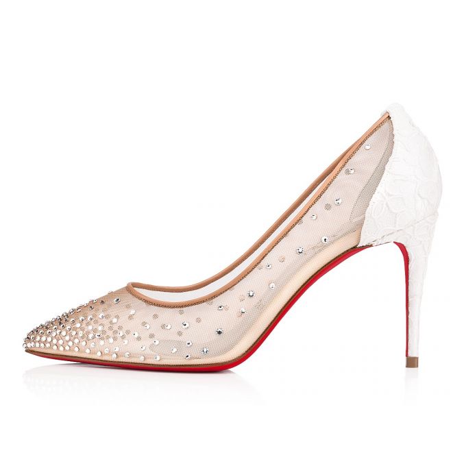 Zapatos De Salon Christian Louboutin Follies Strass 085 85 Version Off Dentelle Pumps Mujer Blancos | MX-40170