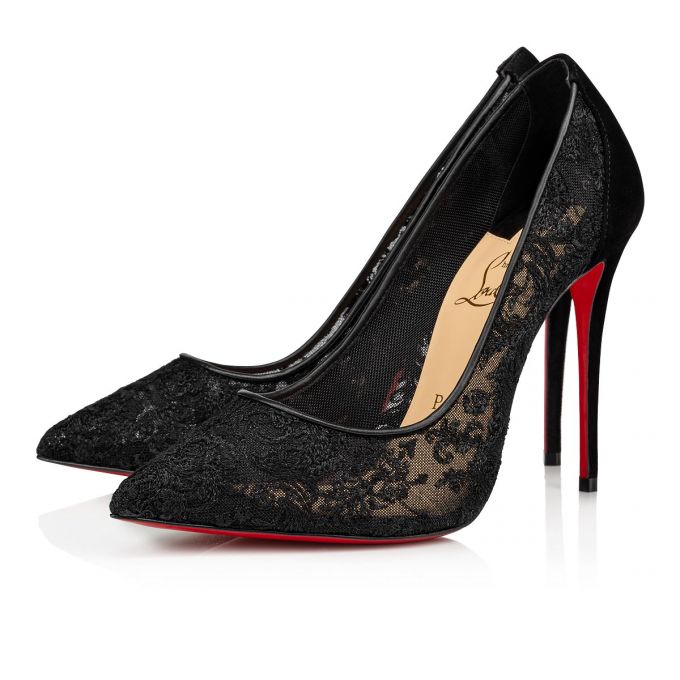 Zapatos De Salon Christian Louboutin Follies Encaje 100 Version Dentelle Pumps Mujer Negros | MX-66088