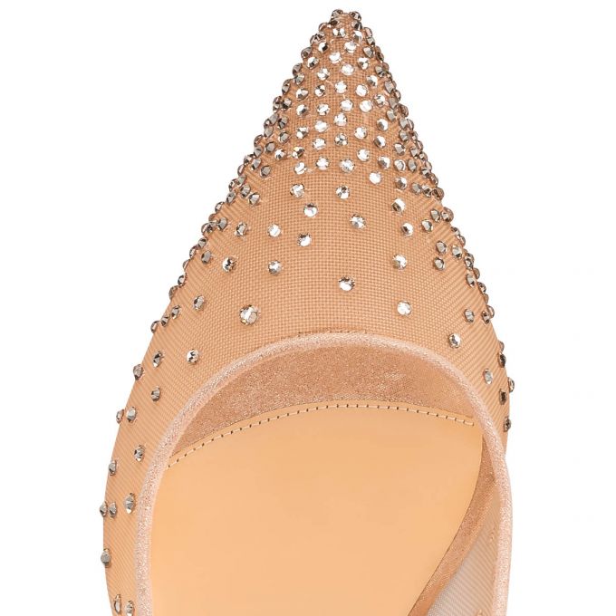 Zapatos De Salon Christian Louboutin Follies Strass 085 85 Version Light Silk Gamuza Pumps Mujer Beige | MX-72557