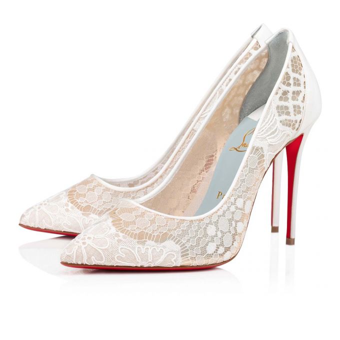 Zapatos De Salon Christian Louboutin Follies Encaje 100 Encaje Pumps Mujer Blancos Azules | MX-86138