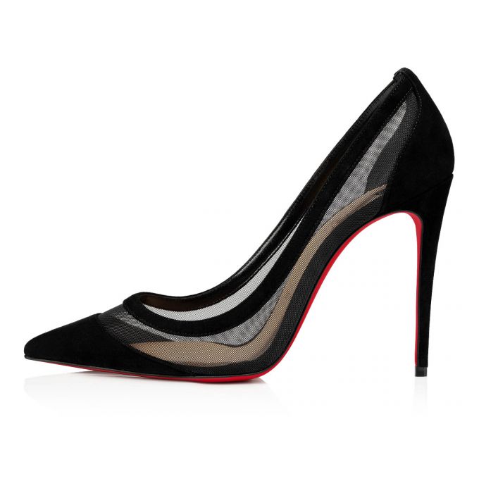 Zapatos De Salon Christian Louboutin Galativi 100 100 Version Veau Velours Pumps Mujer Negros | MX-09973