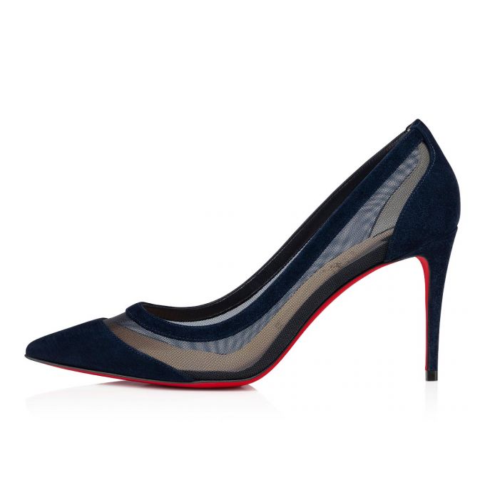 Zapatos De Salon Christian Louboutin Galativi 85 Version Marine Veau Velours Pumps Mujer Azul Marino | MX-48169