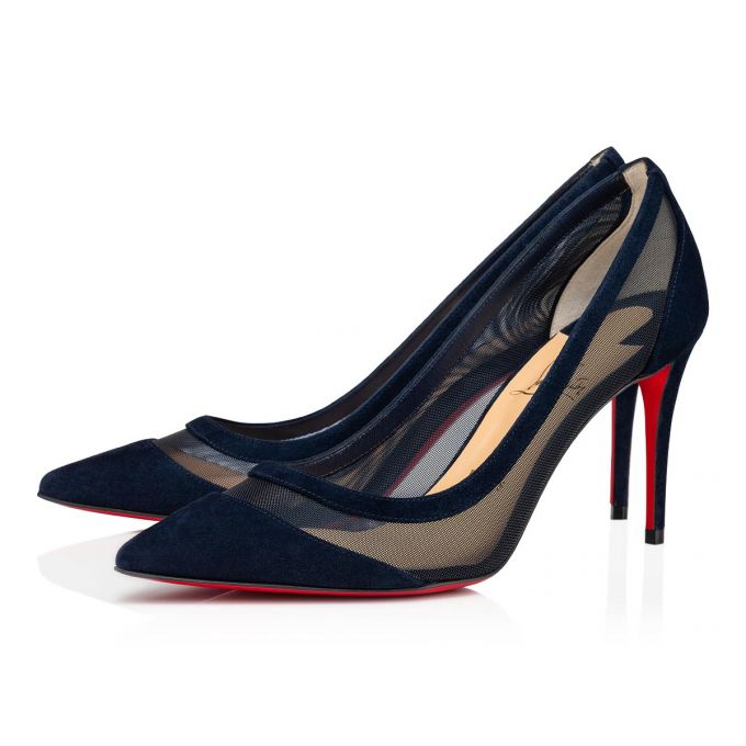 Zapatos De Salon Christian Louboutin Galativi 85 Version Marine Veau Velours Pumps Mujer Azul Marino | MX-48169